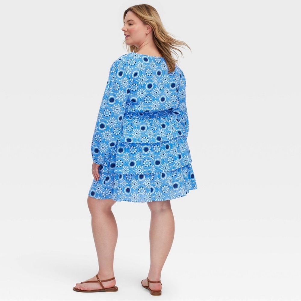 Roller Rabbit x Target Blue Floral Mini Dress Plus Size - Picture 2 of 3